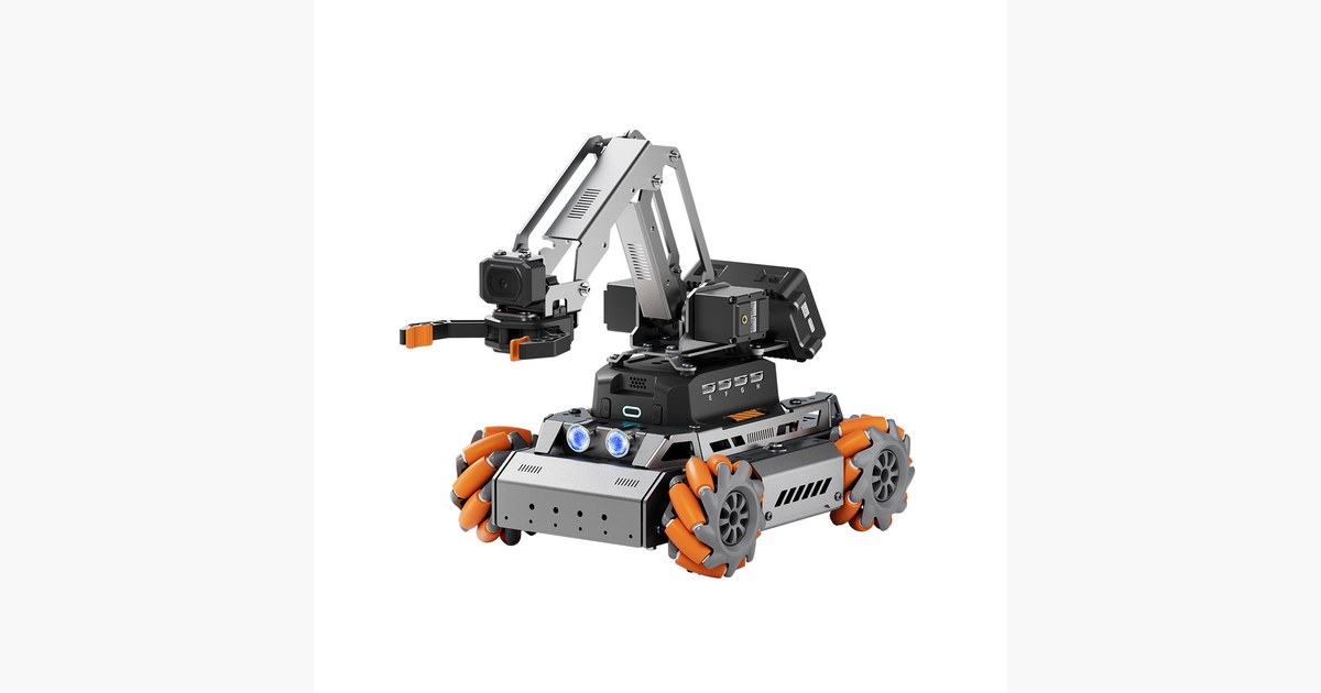 Imagen oficial del AiMecha M1 con brazo y ruedas Mecanum.