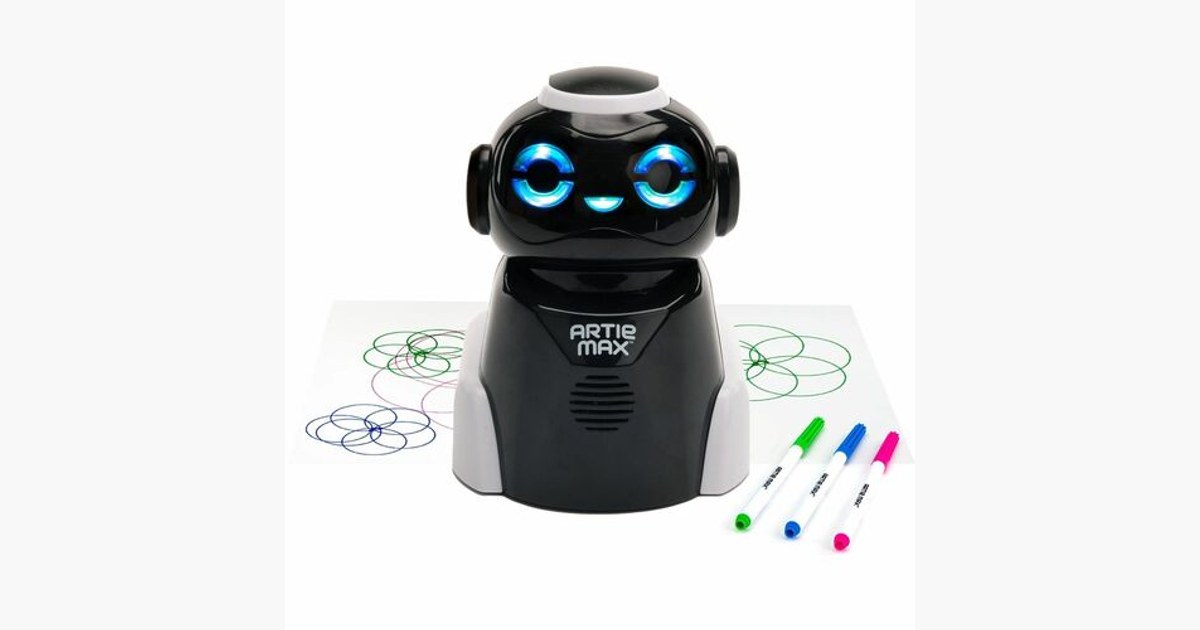 Artie Max de Educational Insights con dibujos de colores y tres rotuladores.