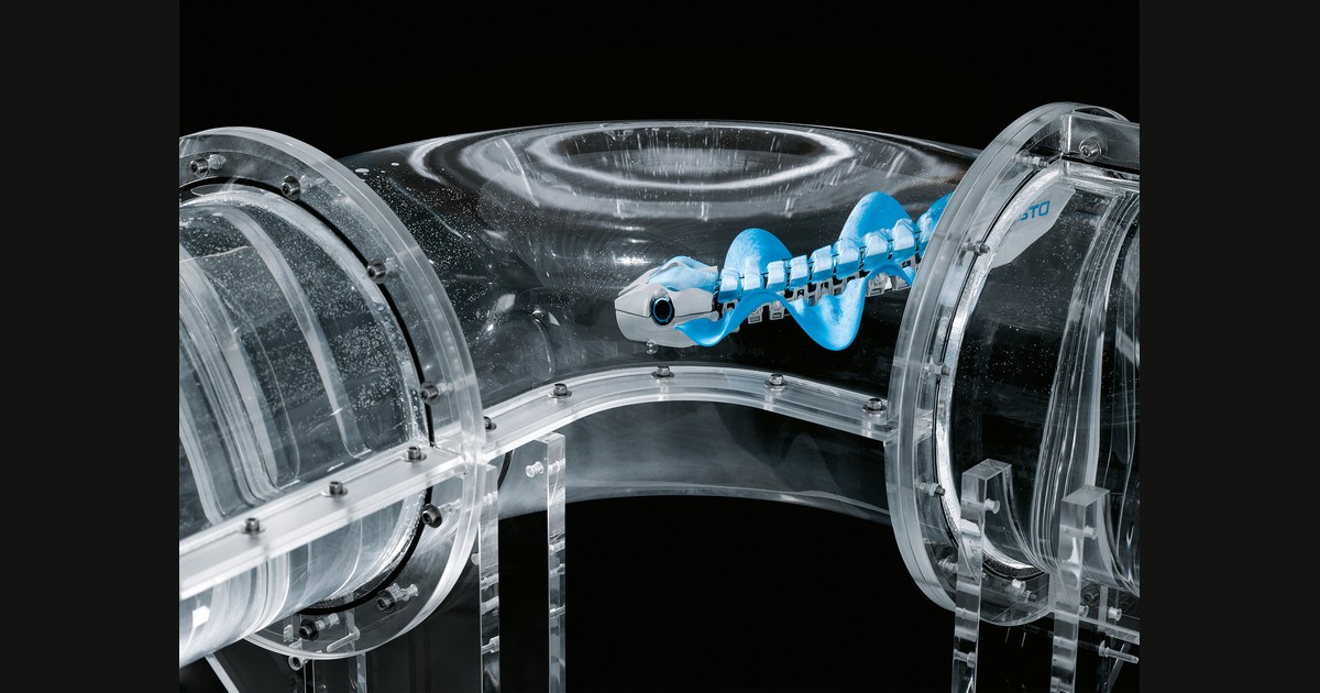 Fotografía de BionicFinWave en su instalación de demostración, de Rüdiger J. Vogel para Festo.