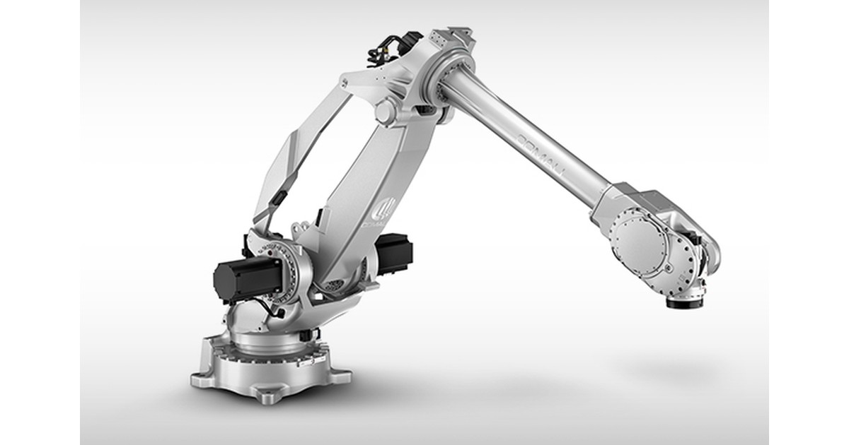 Imagen oficial del robot industrial Comau NJ-100-3.2 PRESS completo.
