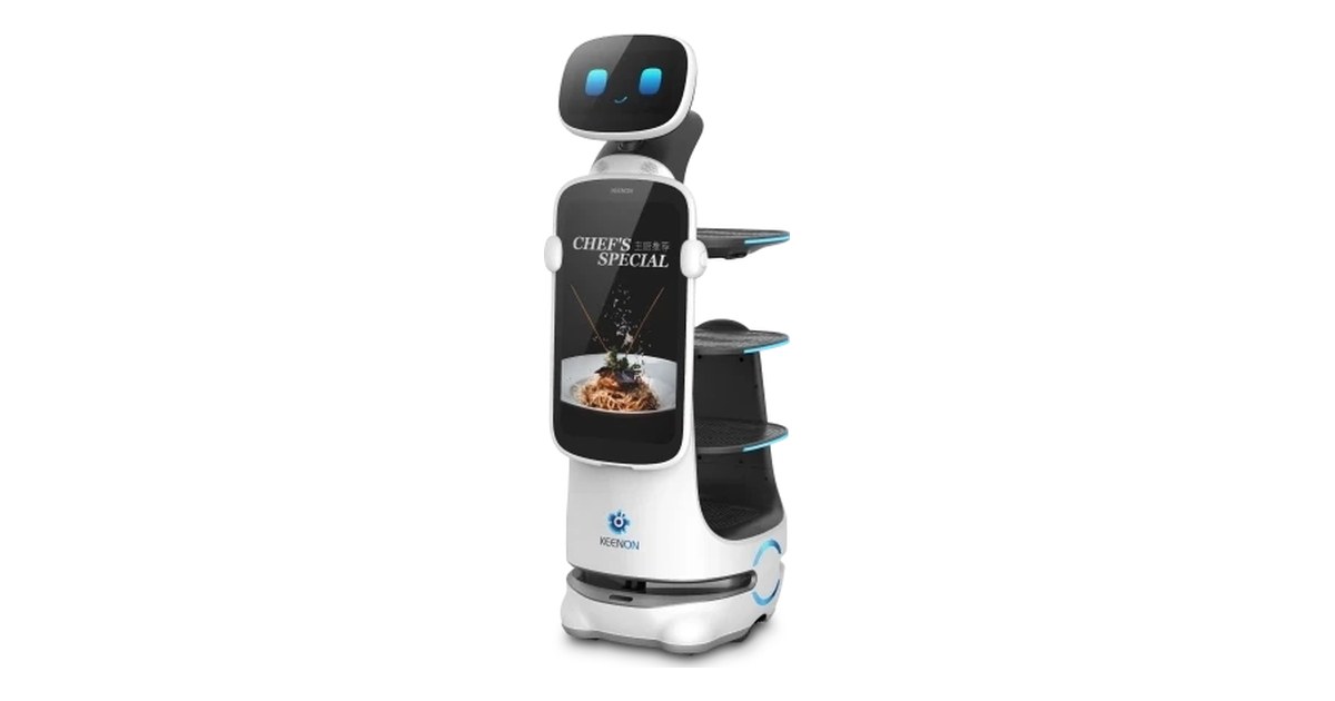 DINERBOT T10 de KEENON con bandejas, cabeza móvil y pantalla