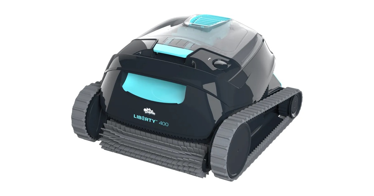 Dolphin Liberty 400 gris con asa turquesa y cepillo frontal.