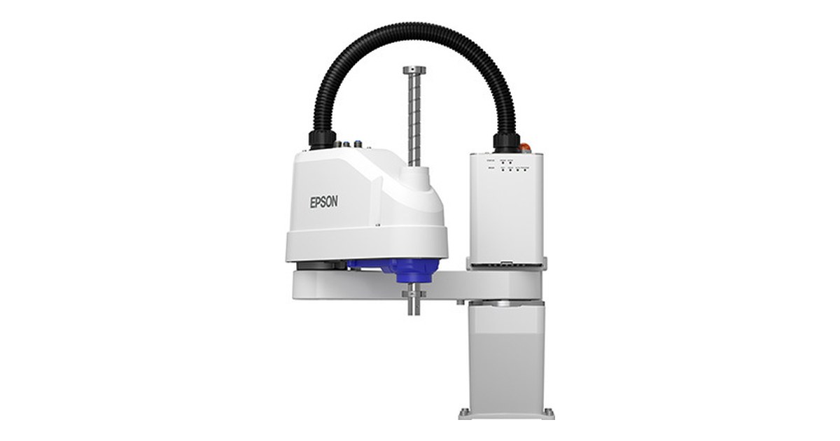 Robot SCARA Epson T6-B blanco con controlador integrado en la base y eje vertical en el extremo