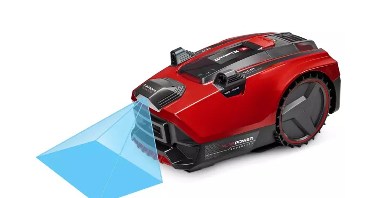 Render oficial de Einhell FREELEXO CAM PLUS 600 completo, con una representación gráfica del campo de visión.