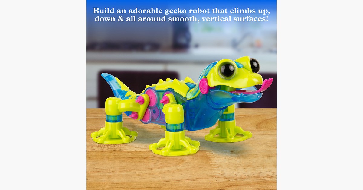 Imagen oficial del kit Geckobot 2.0 con forma de gecko.
