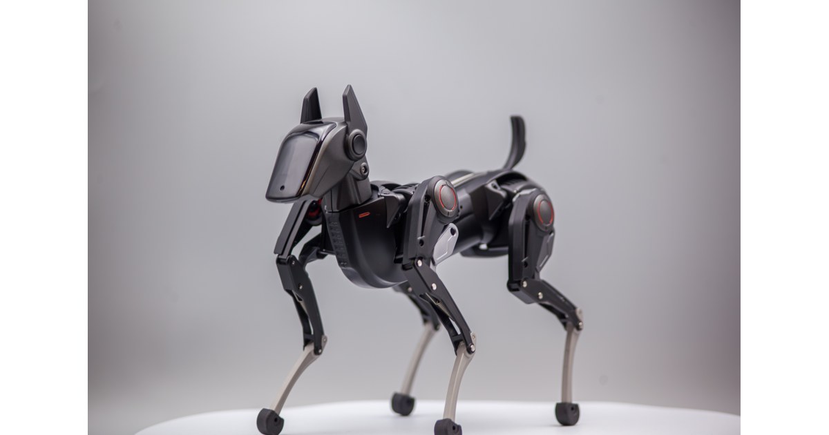 Fotografía oficial de HENGBOT Sirius de cuerpo completo, de pie sobre una mesa.