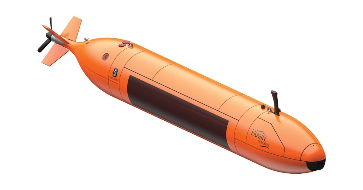 Render oficial del AUV HUGIN Superior de Kongsberg Discovery.