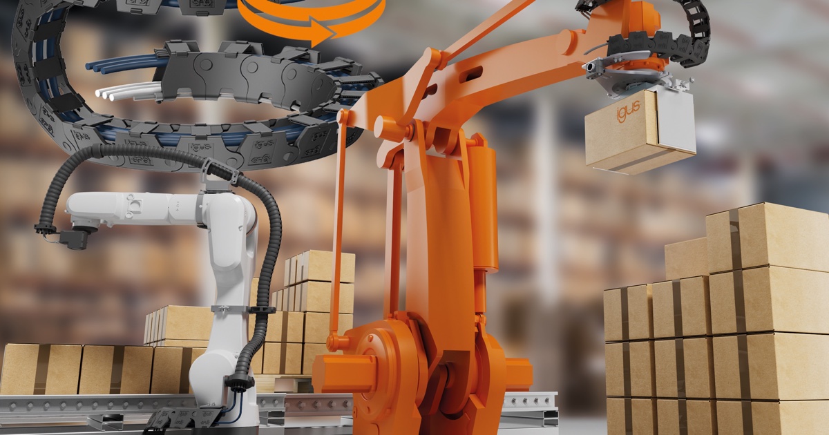 igus guía los cables de robots en giros de más de 600 grados
