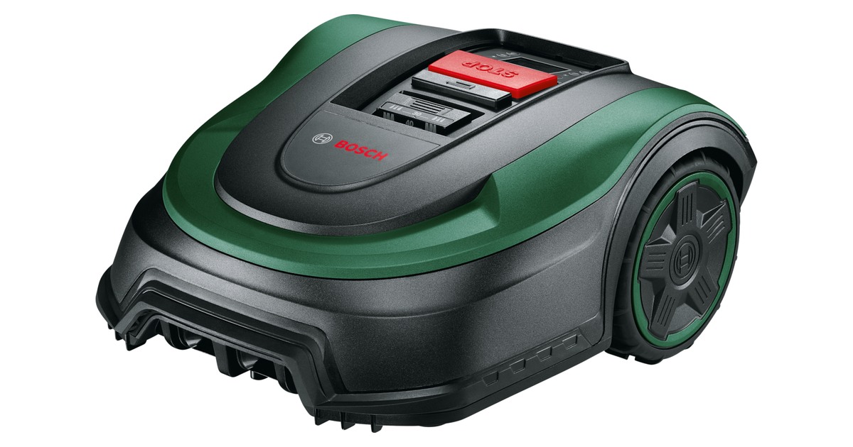 Bosch Indego S 500 verde y negro visto en perspectiva.