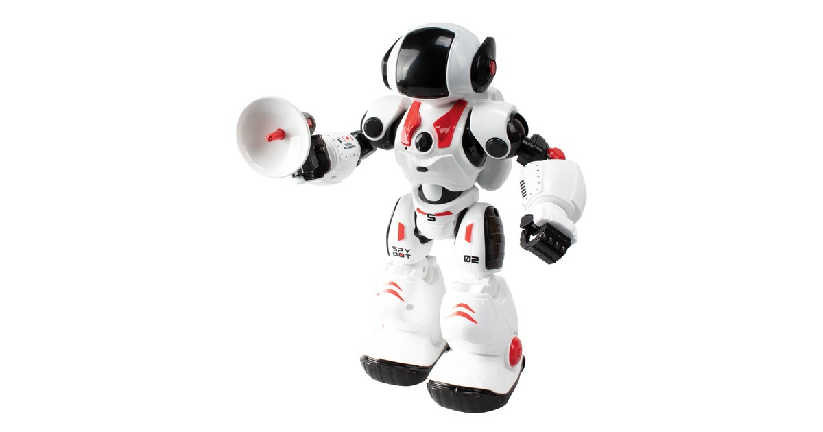 James The Spy Bot de Xtrem Bots con carcasa blanca, negra y roja.