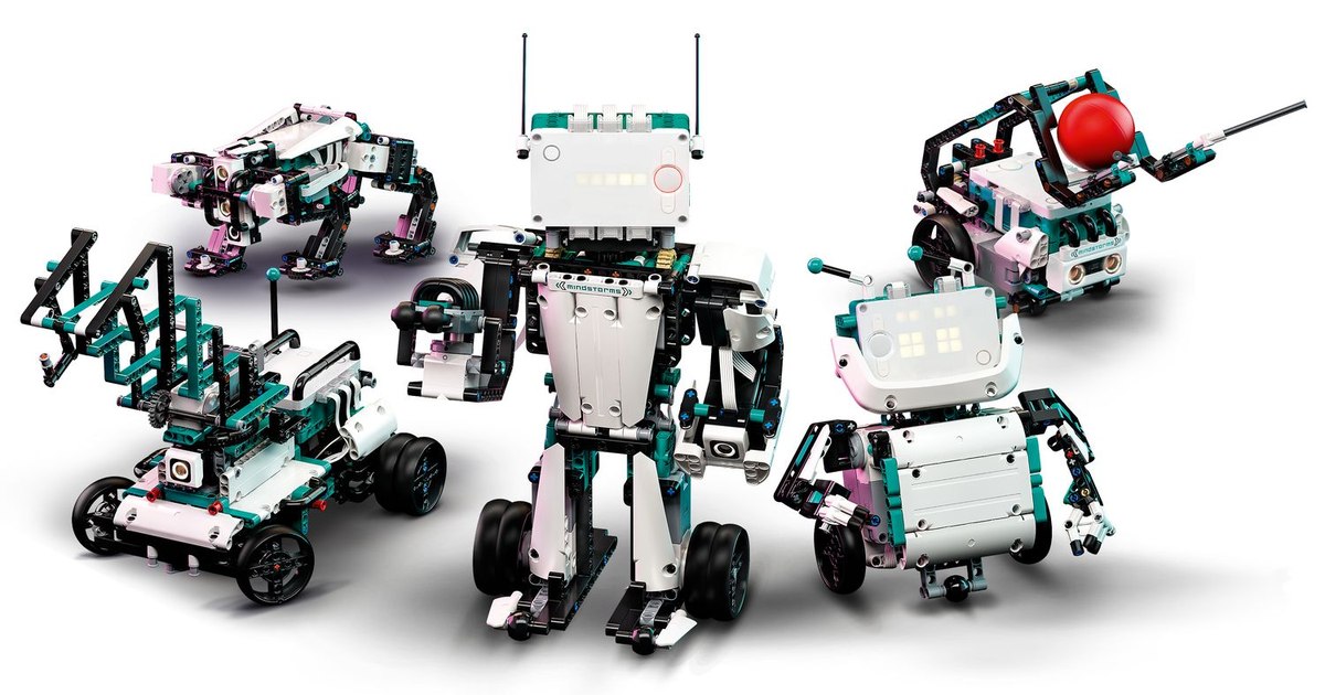 Imagen oficial de las cinco construcciones del set LEGO Mindstorms Robot Inventor 51515.