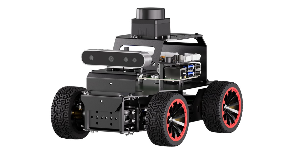 MentorPi A1 con chasis de cuatro ruedas, cámara de profundidad y sensor LiDAR