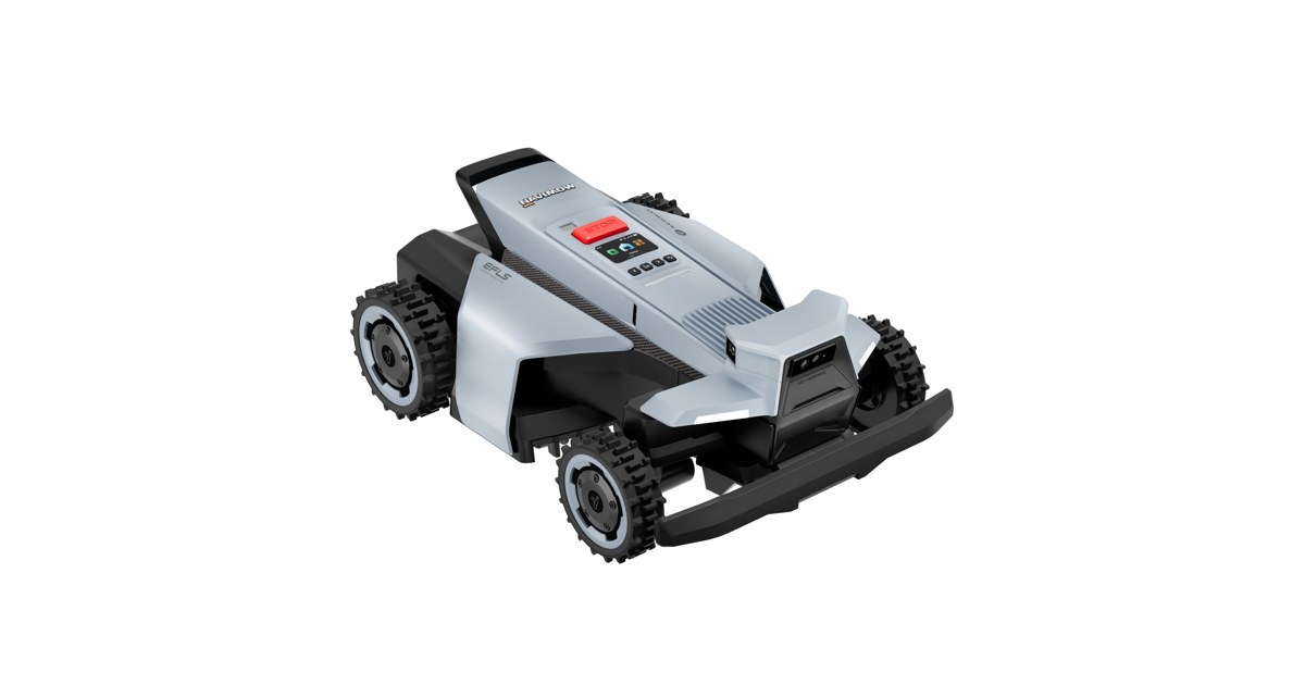 Render oficial de Navimow X4 con cuatro ruedas y carcasa gris y naranja.
