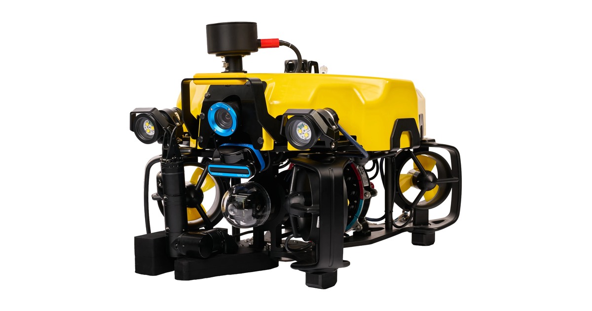 Imagen de producto del ROV R7 con instrumentos, publicada oficialmente por Exail.