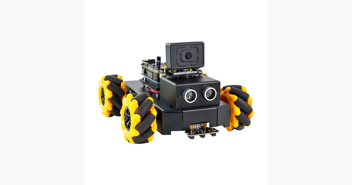 Imagen oficial del Roboduino V2 con ruedas Mecanum y cámara frontal.