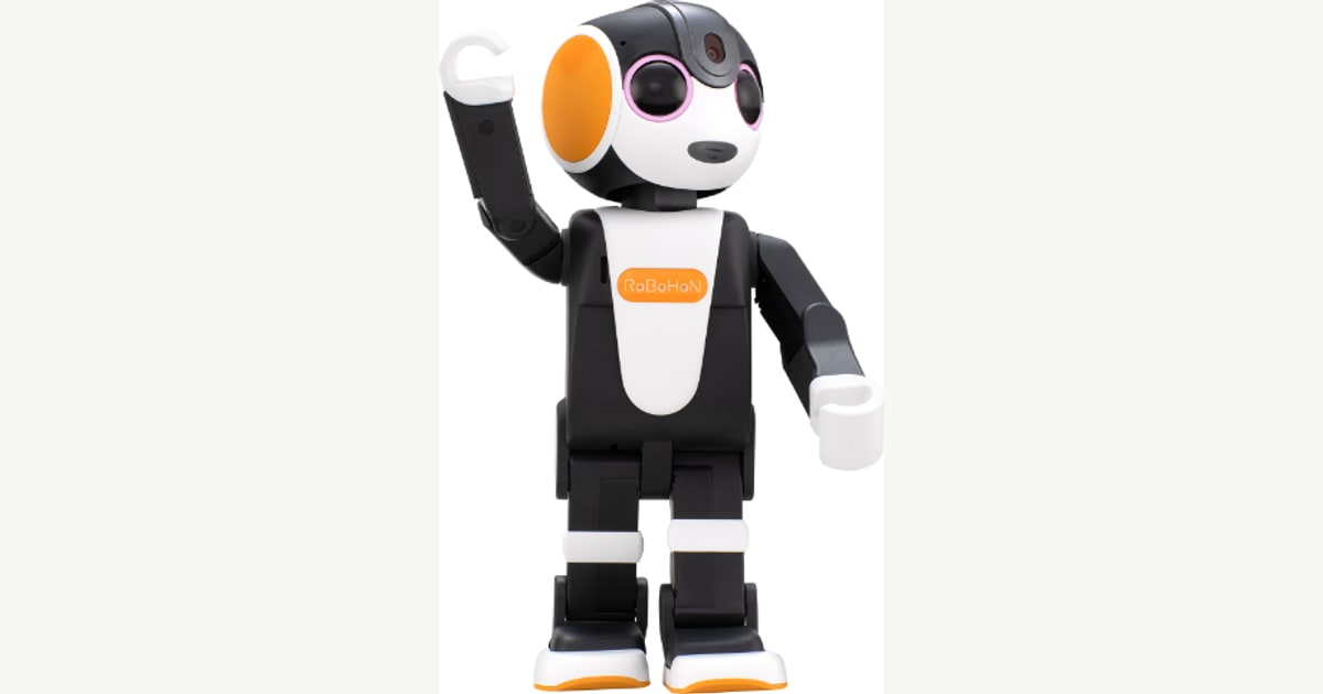 RoBoHoN Wi-Fi de Sharp de pie con sus brazos articulados