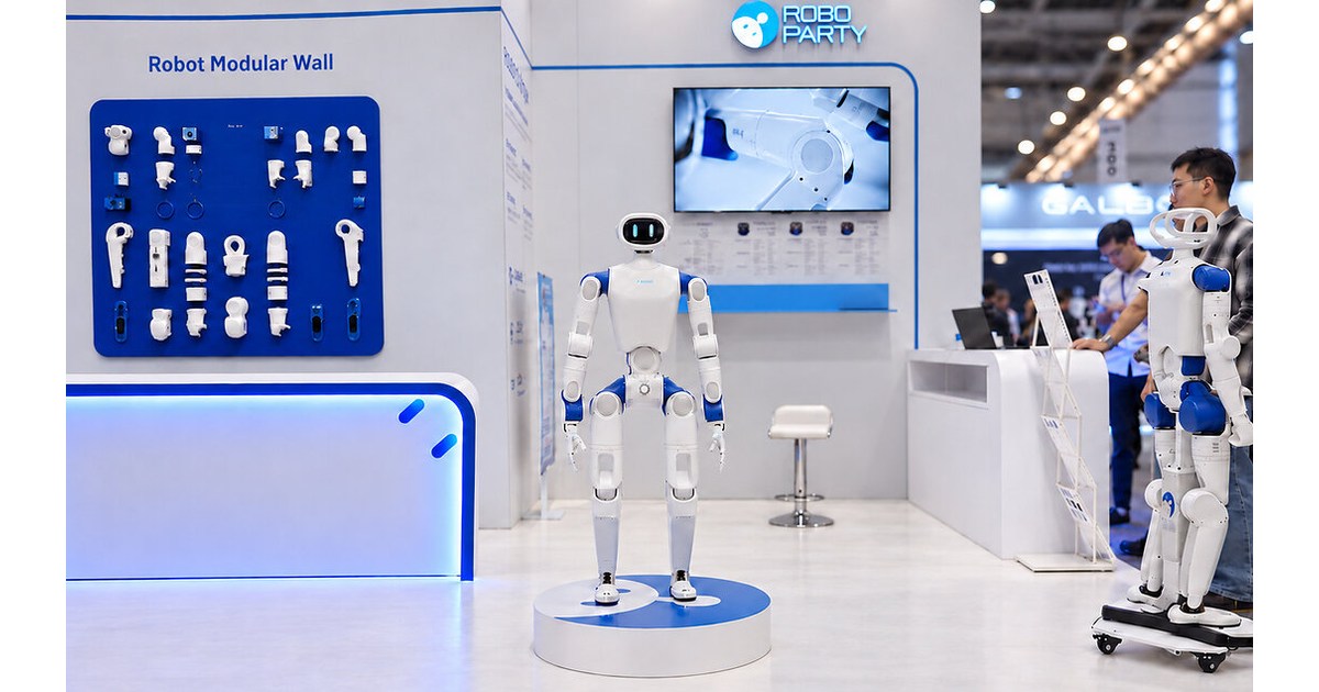 Humanoides RP1 en el expositor de RoboParty durante IROS 2026
