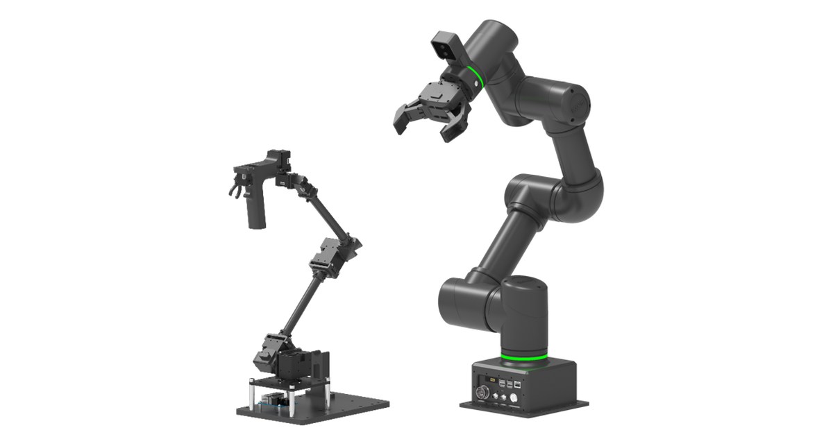 Imagen oficial del sistema ROBOTIS OMY con manipulador y dispositivo líder