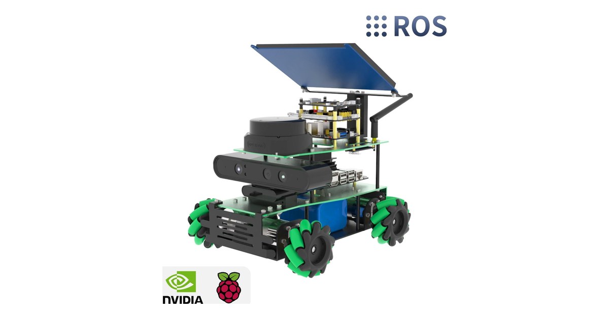 ROSMASTER X3 verde y negro de Yahboom con ruedas mecanum, lidar y cámara frontal