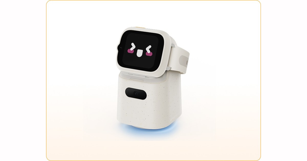 Render oficial de TCL Tbot completo con un reloj infantil acoplado como pantalla.