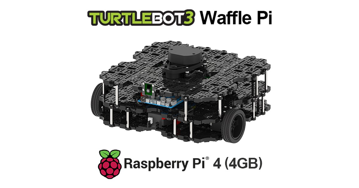 TurtleBot3 Waffle Pi de varias plataformas negras con cámara y LiDAR superior
