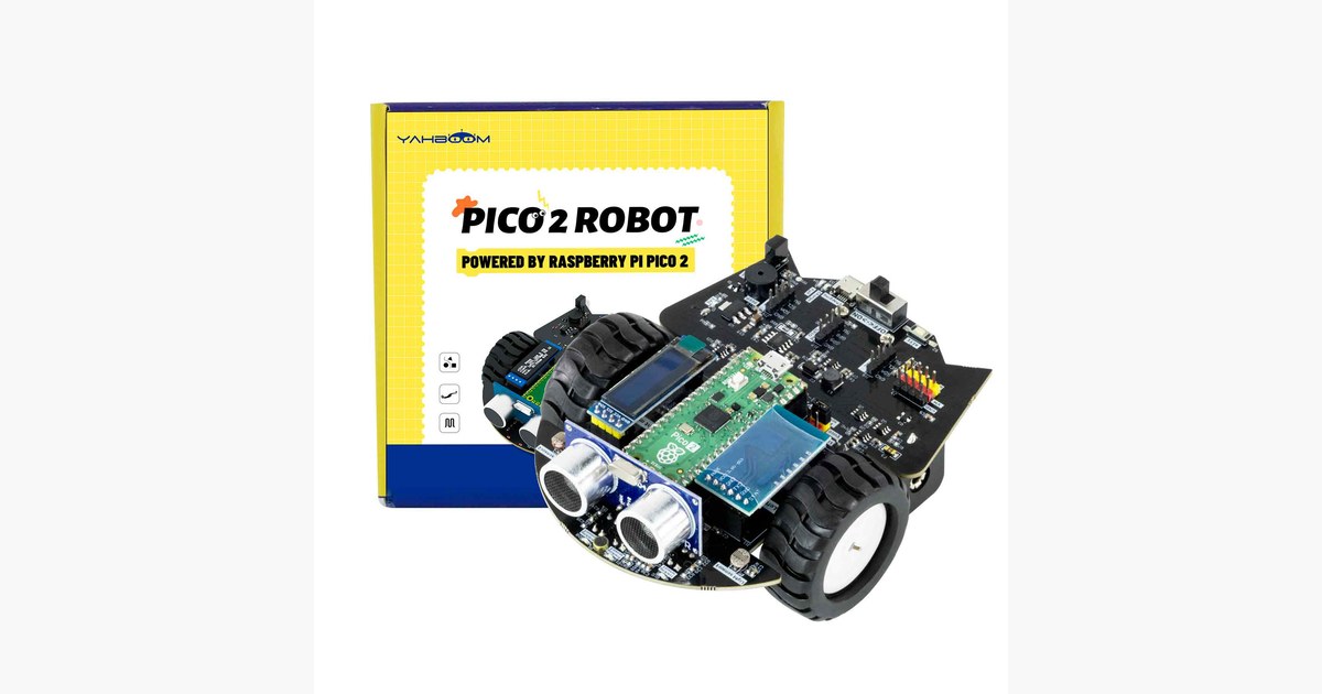 Imagen oficial del Yahboom Pico Robot con su placa y caja de kit.