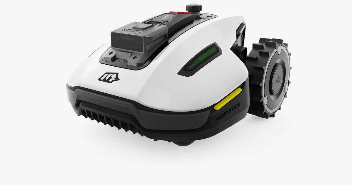 Render oficial del cortacésped MAMMOTION YUKA mini de primera generación completo.
