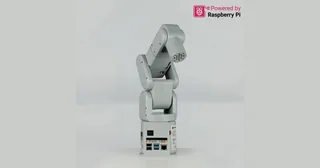 Imagen oficial del mechArm 270 Pi, un brazo gris de sobremesa con la base y sus articulaciones visibles.