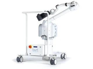 Robot Burt de Barrett con su soporte para el brazo, columna y base con ruedas.