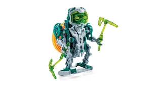 Fotografía oficial del Space Miner montado como robot verde con herramientas en los brazos.