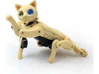 Gato robótico Nybble Q de Petoi en acabado claro y postura de saludo.