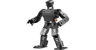 Humanoide AiNex negro de Hiwonder con brazos y piernas articulados.