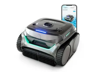 Render oficial de WYBOT C2 completo junto a una pantalla de su aplicación.
