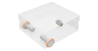 Render técnico oficial del chasis ROX-Trike y de la disposición de sus ruedas.