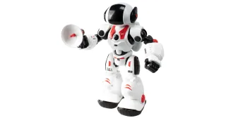 James The Spy Bot de Xtrem Bots con carcasa blanca, negra y roja.