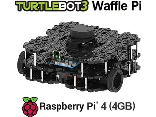 TurtleBot3 Waffle Pi de varias plataformas negras con cámara y LiDAR superior