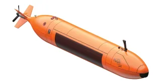Render oficial del AUV HUGIN Superior de Kongsberg Discovery.