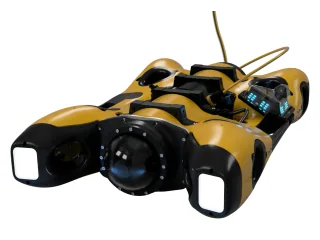 Detalle del render oficial de EXRAY, con su cámara y cable de conexión.