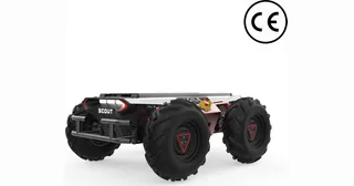 SCOUT 2.0 negro con cuatro neumáticos grandes y estructura superior para equipos