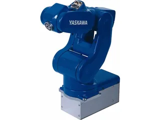 Brazo industrial Yaskawa MotoMini azul con seis ejes