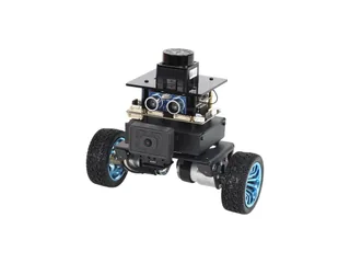 Robot de equilibrio MicroROS de Yahboom con dos ruedas, lidar superior y sensores en un chasis metálico