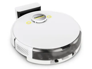 Kärcher RCV 5 blanco con torreta láser y base de carga.