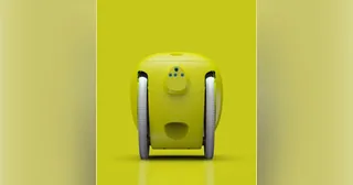 gitamini Spark Citron amarillo visto de frente, con dos ruedas grandes y compartimento de carga.