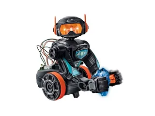 Fotografía oficial del Evolution Robot negro y naranja de Clementoni, con brazos delanteros.