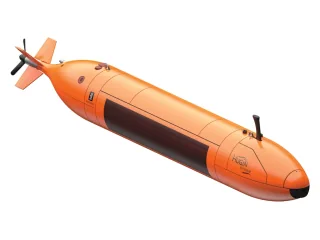 Render oficial del AUV HUGIN Superior de Kongsberg Discovery.