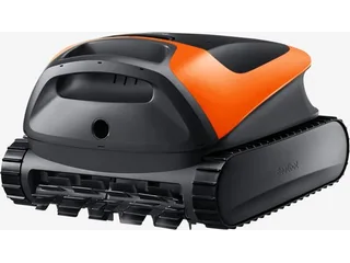Render oficial del Beatbot Sora 30 naranja, con cepillo frontal y orugas.