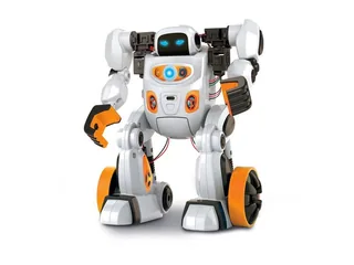 Fotografía oficial del robot AIRO de Clementoni montado, con cuerpo blanco y detalles grises.