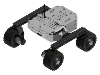 Render oficial de Leo Rover 1.9, con cuatro ruedas, placa superior y antena.