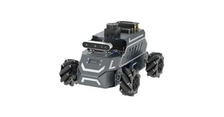 Imagen oficial del ROSMASTER M1 con ruedas Mecanum y sensores en su estructura.