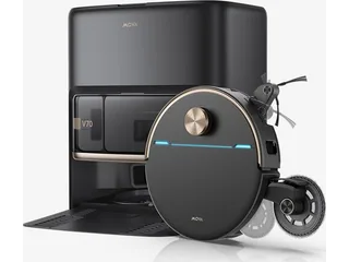 Render oficial del MOVA V70 Ultra Complete X negro junto a su estación.
